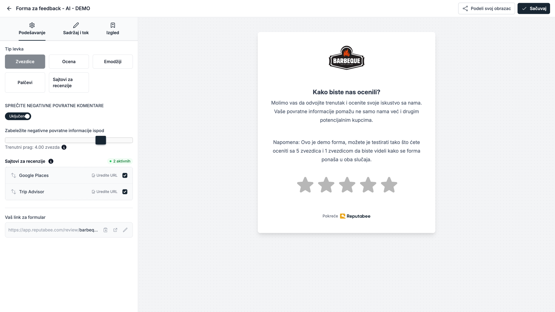 Forma za feedback